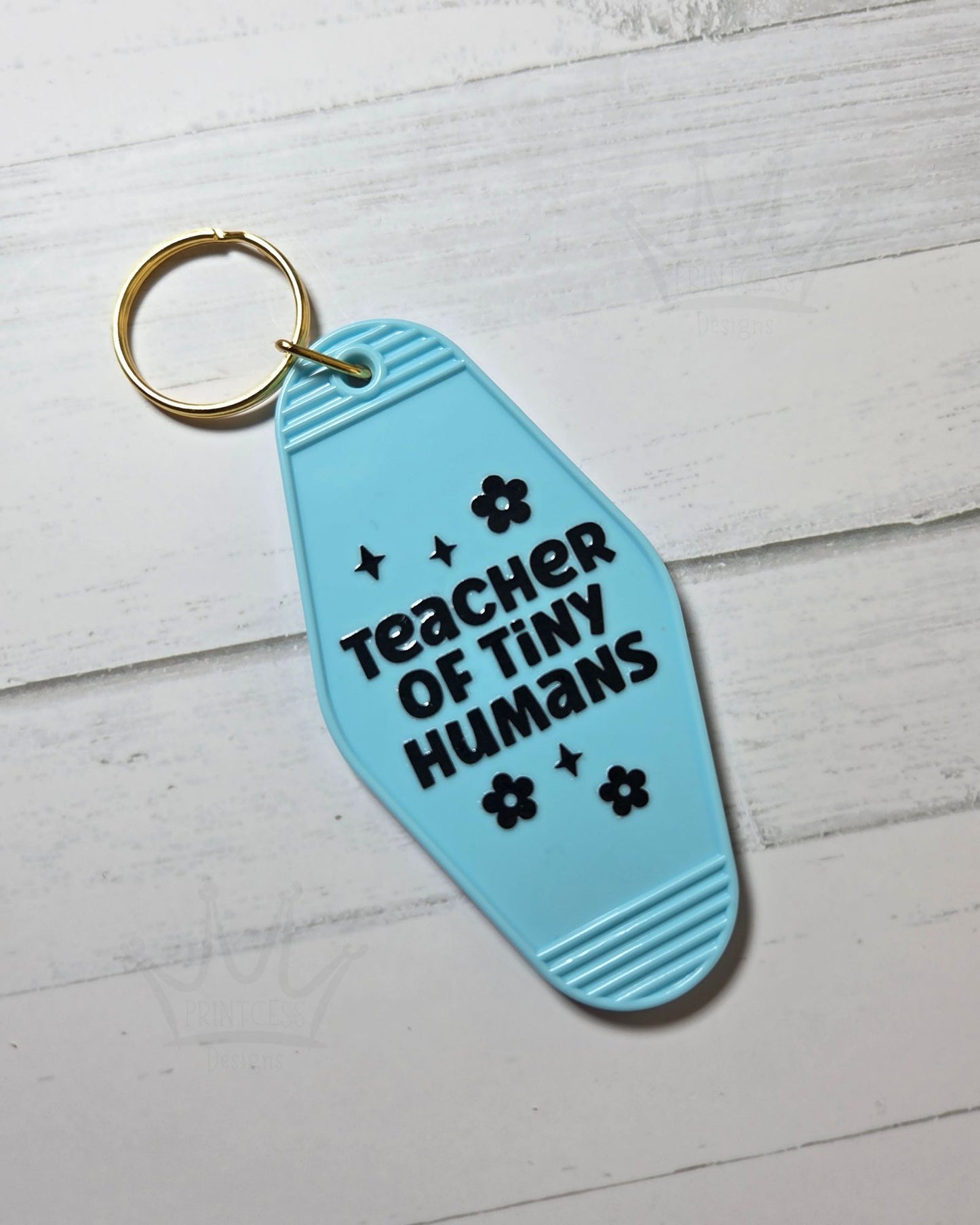 'Teacher of Tiny Humans' Keyring (pastel blue)