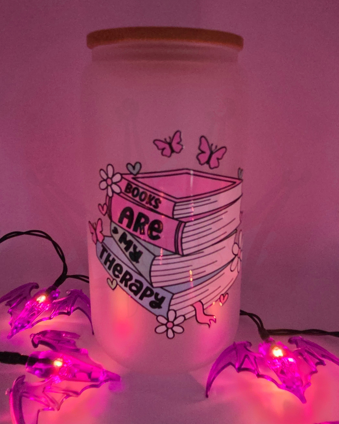 'Books Therapy' 16oz Libby Glass
