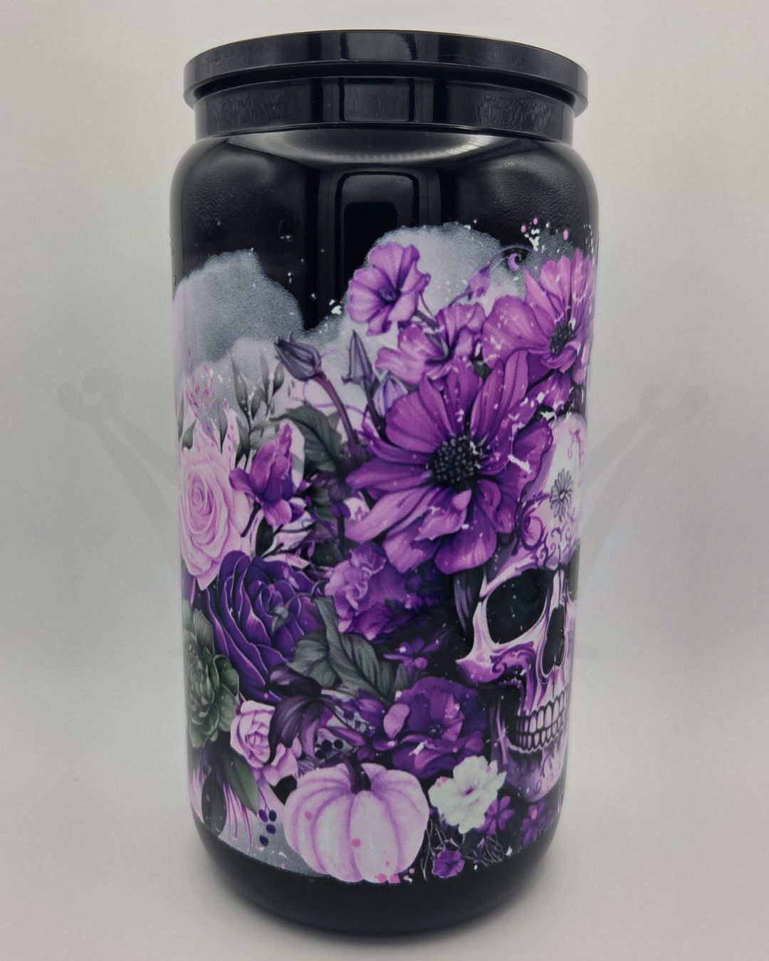 'Floral Skull' 16oz Libby Glass