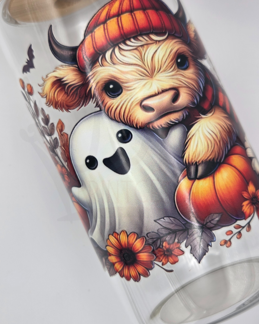 'Highland Cow Ghost' 16oz Libby Glass