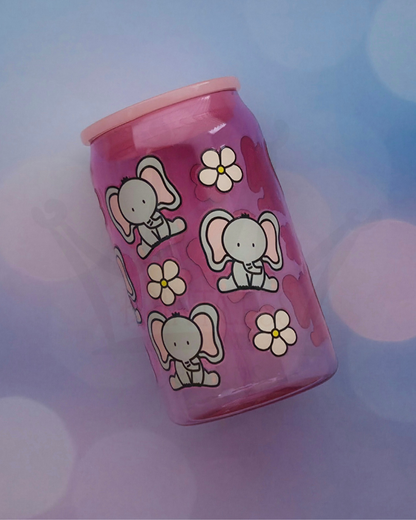 'Cute Elephants' - Pink Plastic Libby Cup