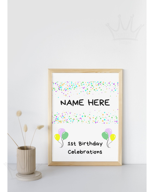 Personalised Child's Birthday Celebrations Print A4