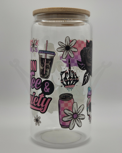 'I Run on Coffee' 16oz Libby Glass