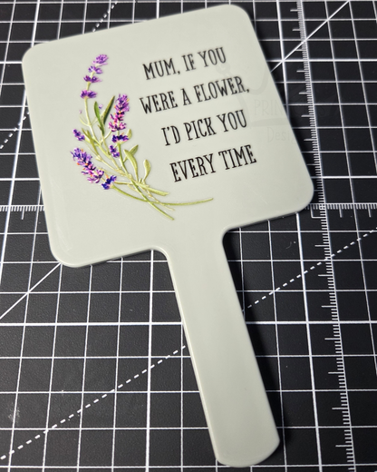 'Mum Flower' Handheld Square Mirror
