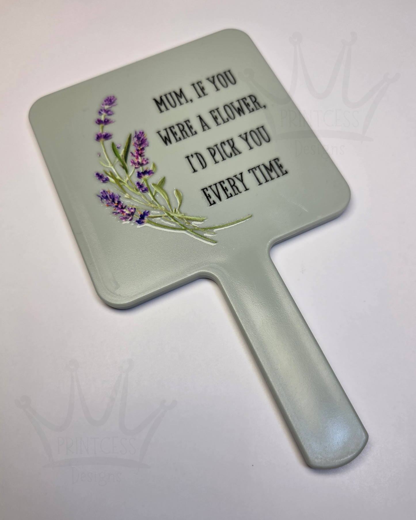 'Mum Flower' Handheld Square Mirror