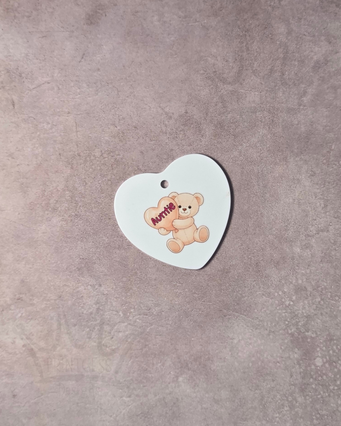 'Auntie' White Heart Decoration