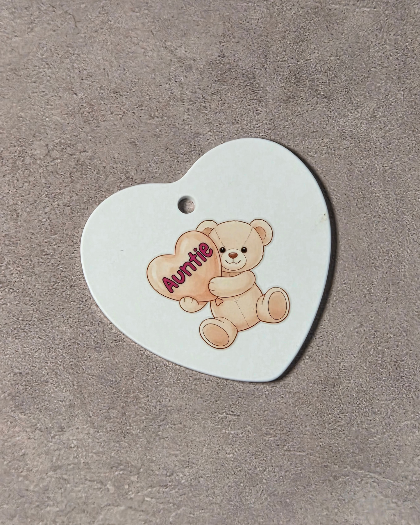 'Auntie' White Heart Decoration