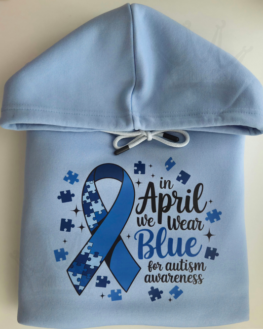 'April Wear Blue Autism' - Adult Hoodie XL