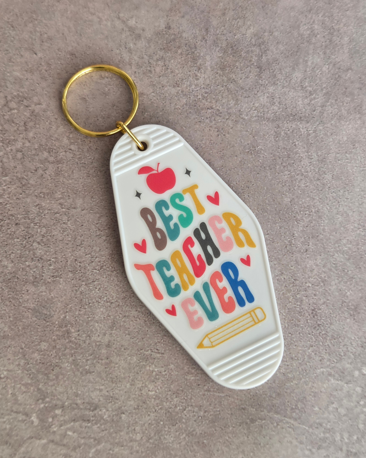 'Best Teacher' Keyring (white)