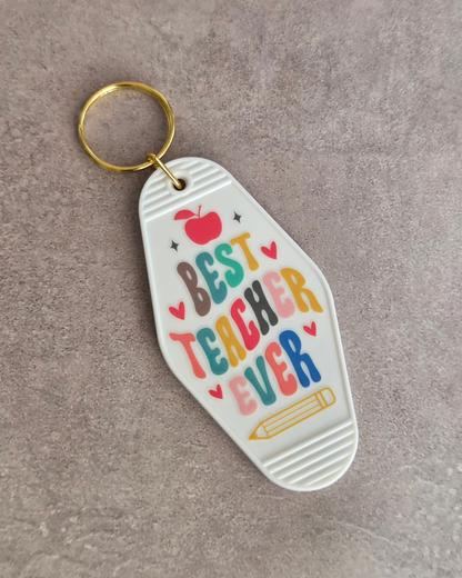 'Best Teacher' Keyring (white)