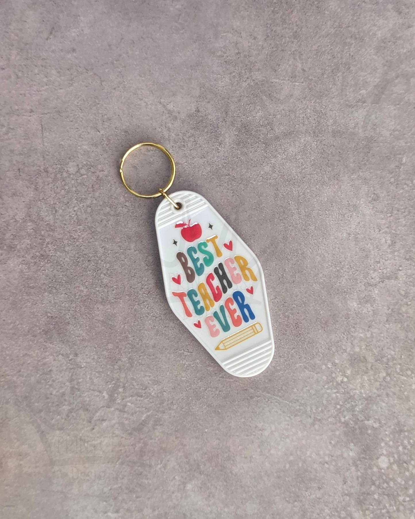 'Best Teacher' Keyring (white)