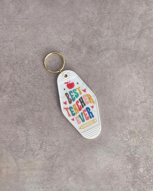 'Best Teacher' Keyring (white)