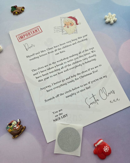 Letter off Santa Scratch Card
