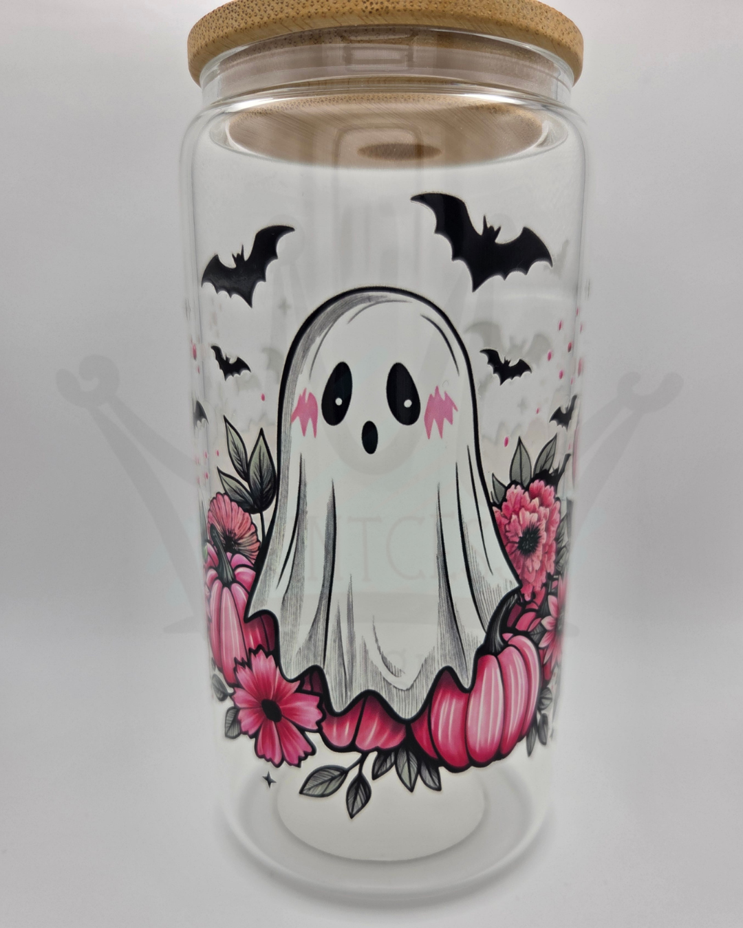 'Pink Pumpkin Ghost' 16oz Libby Cup