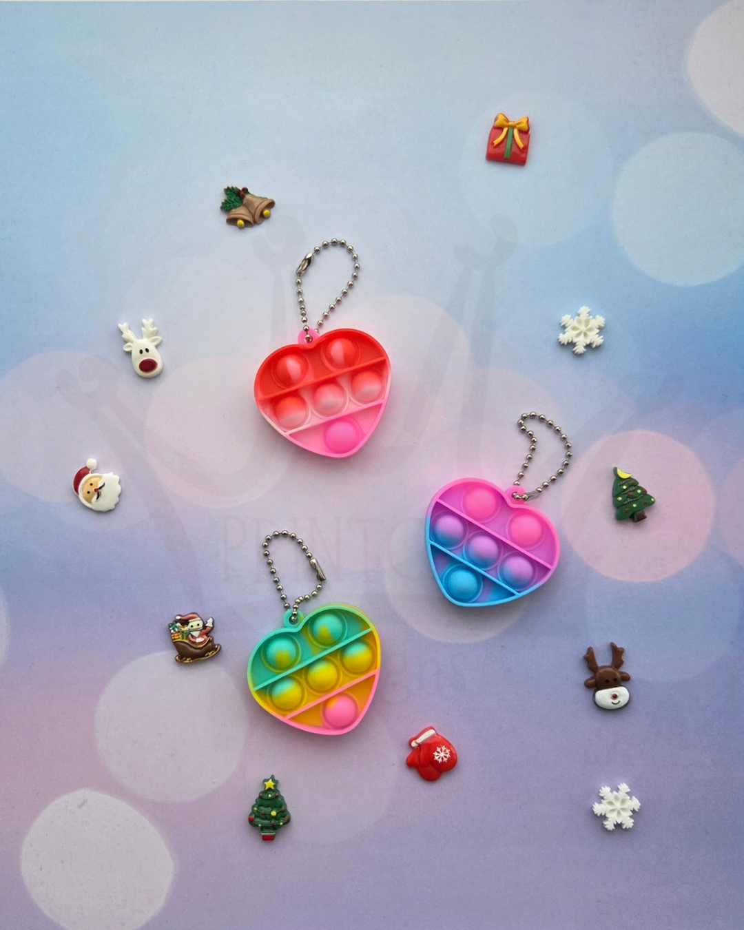 Fidget Pop-It Keyring - heart design