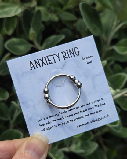 Beaded Anxiety Ring - Silver