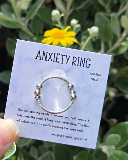 Beaded Anxiety Ring - Silver