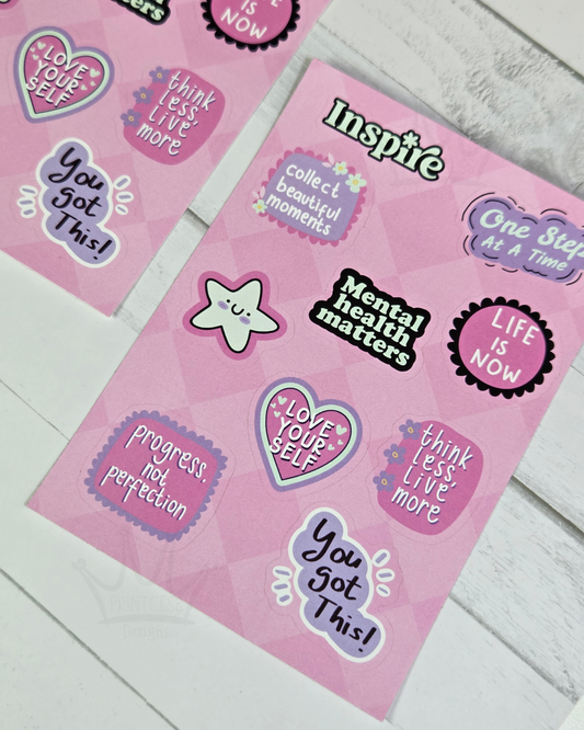 Mental Health Wellness A6 Sticker Sheet