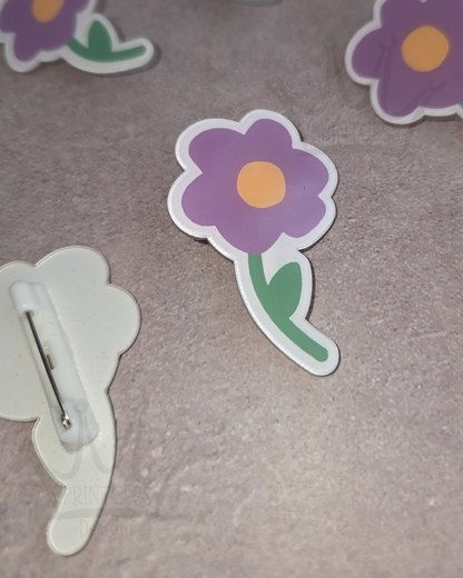 Cute Purple Flower Badge x6