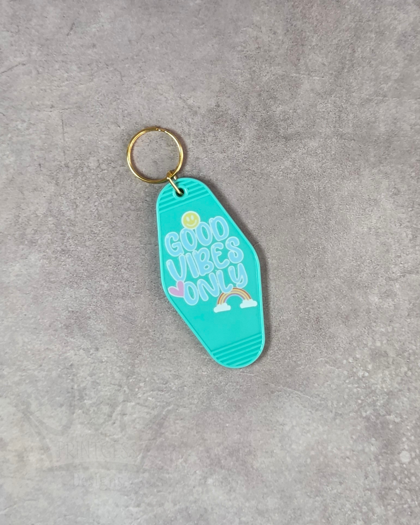'Good Vibes' Keyring (aqua)