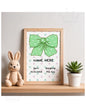 Personalised Baby Keepsake Print - Green Bow