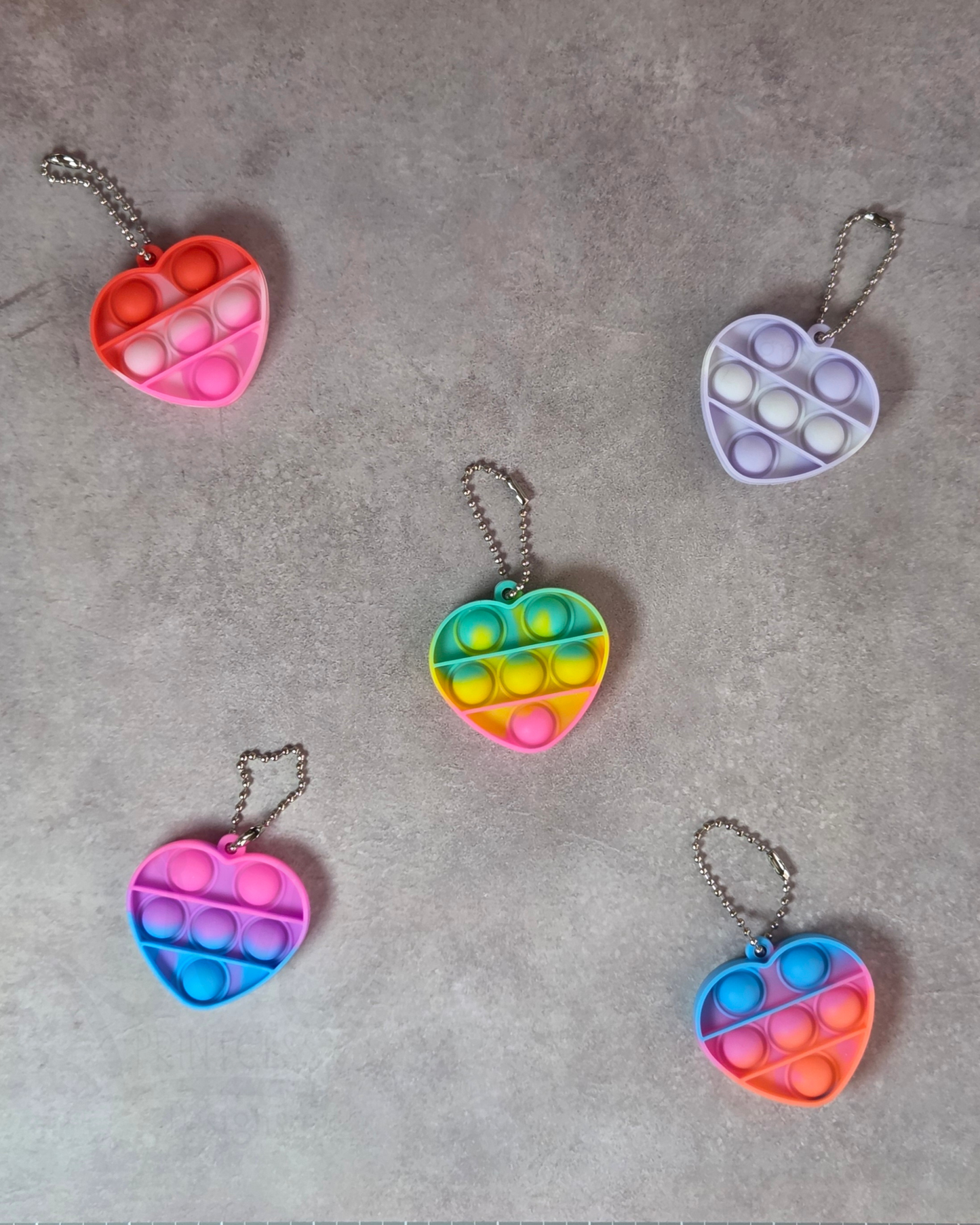Fidget Pop-It Keyring - heart design