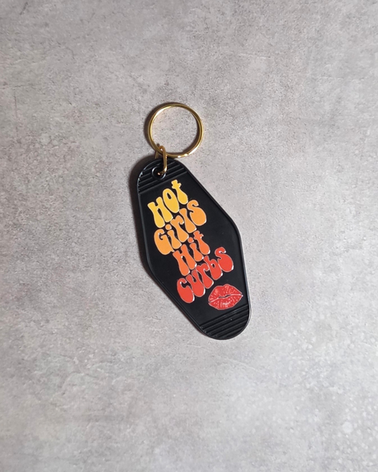 'Hot Girls hit Curbs' Keyring (black)