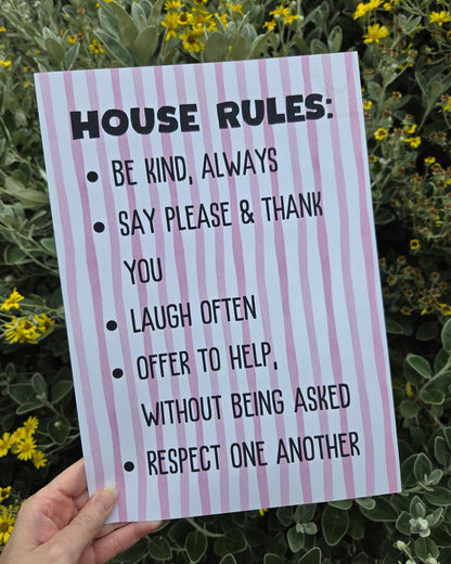 House Rules - A4 Print