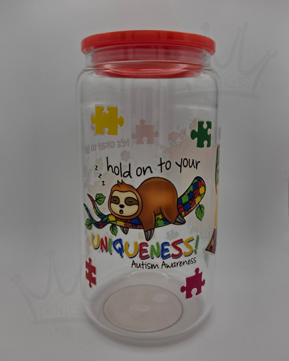 'Fight for Autism' 160z Libby Glass (red)