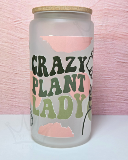 'Crazy Plant Lady' 16oz Libby Glass