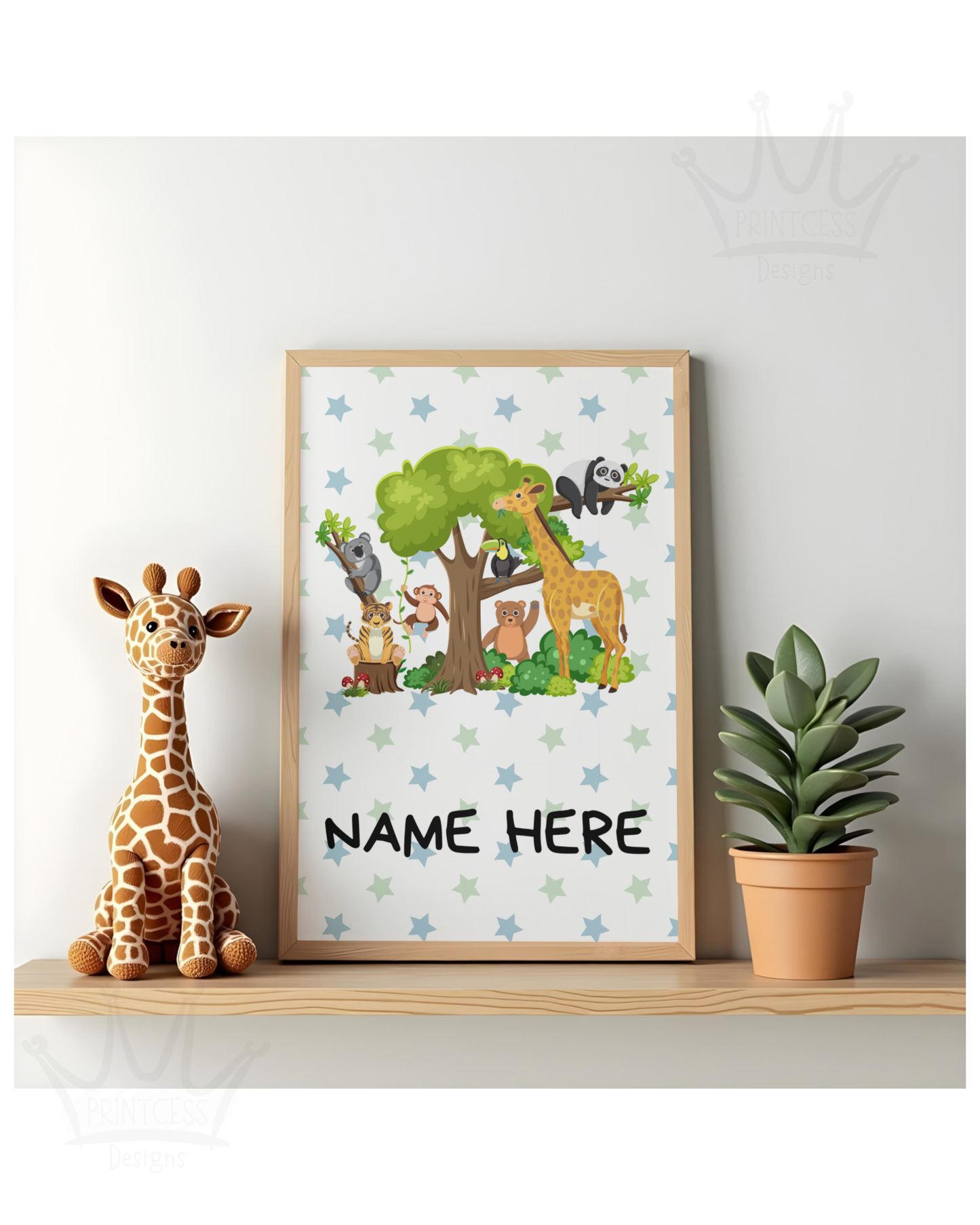 Personalised Jungle Animals Print - A4