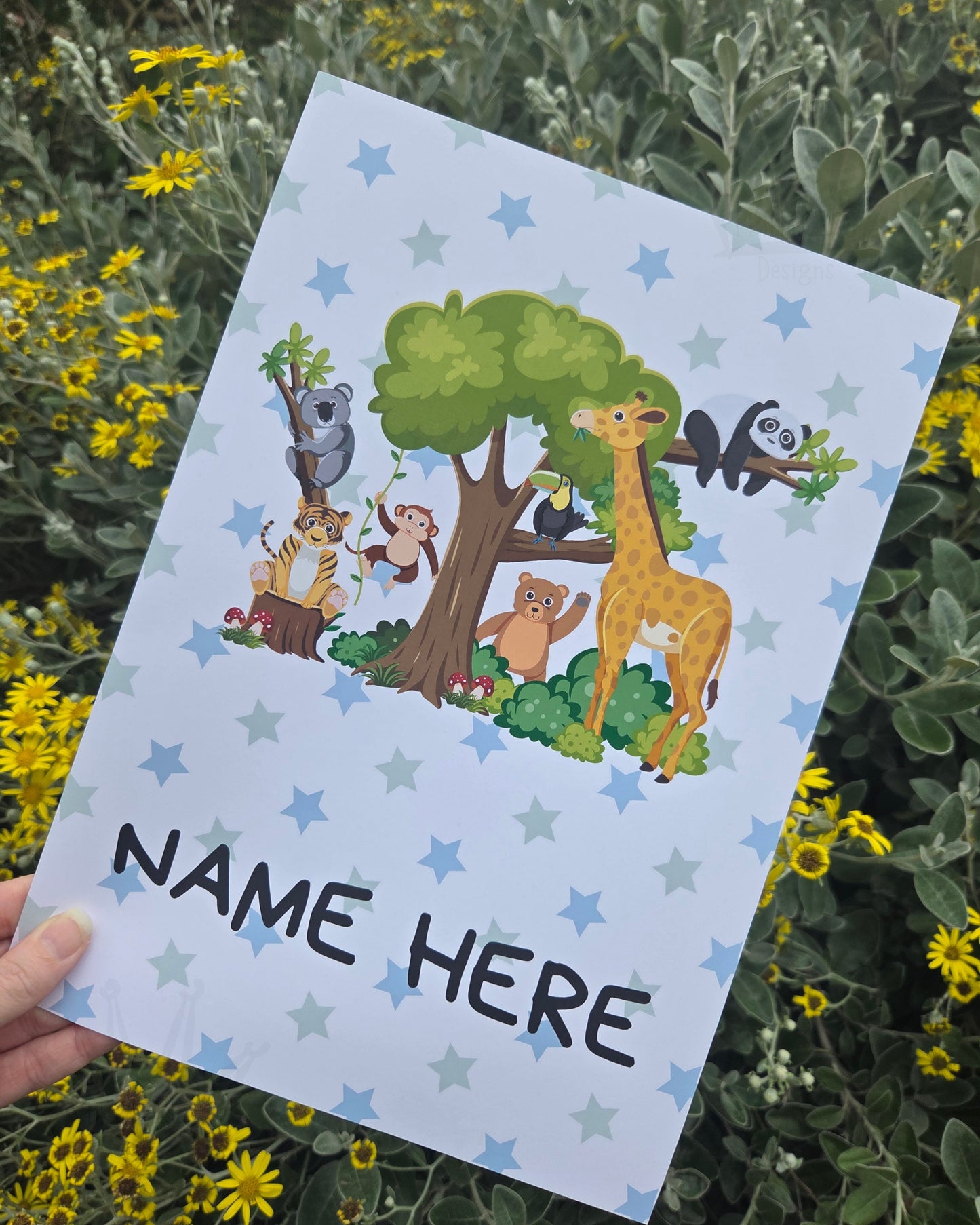 Personalised Jungle Animals Print - A4