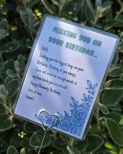 Personalised Heavenly Birthday Graveside Memorial Set - A7