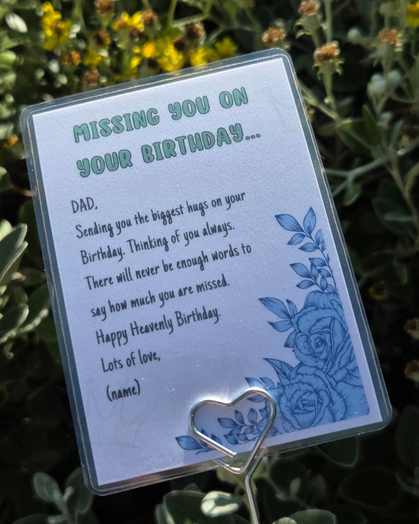 Personalised Heavenly Birthday Graveside Memorial Set - A7