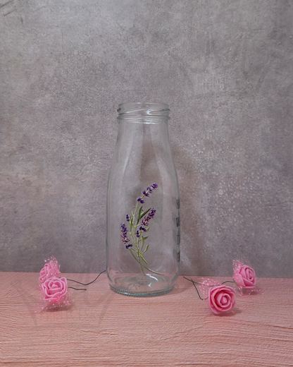 'Mum, Flower' Clear Mini Glass Bottle