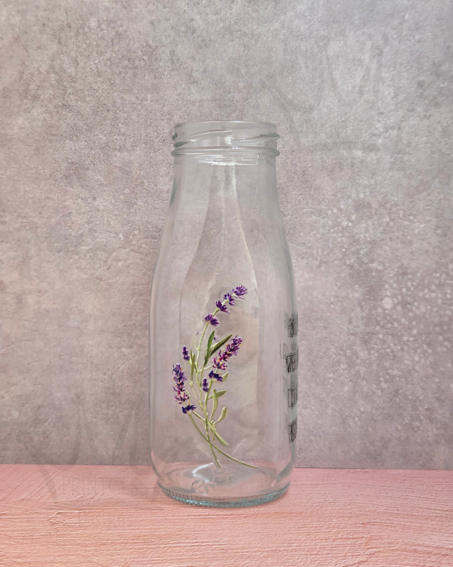'Mum, Flower' Clear Mini Glass Bottle