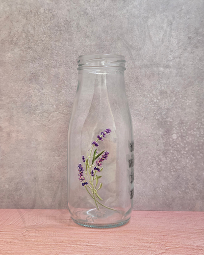 'Mum, Flower' Clear Mini Glass Bottle
