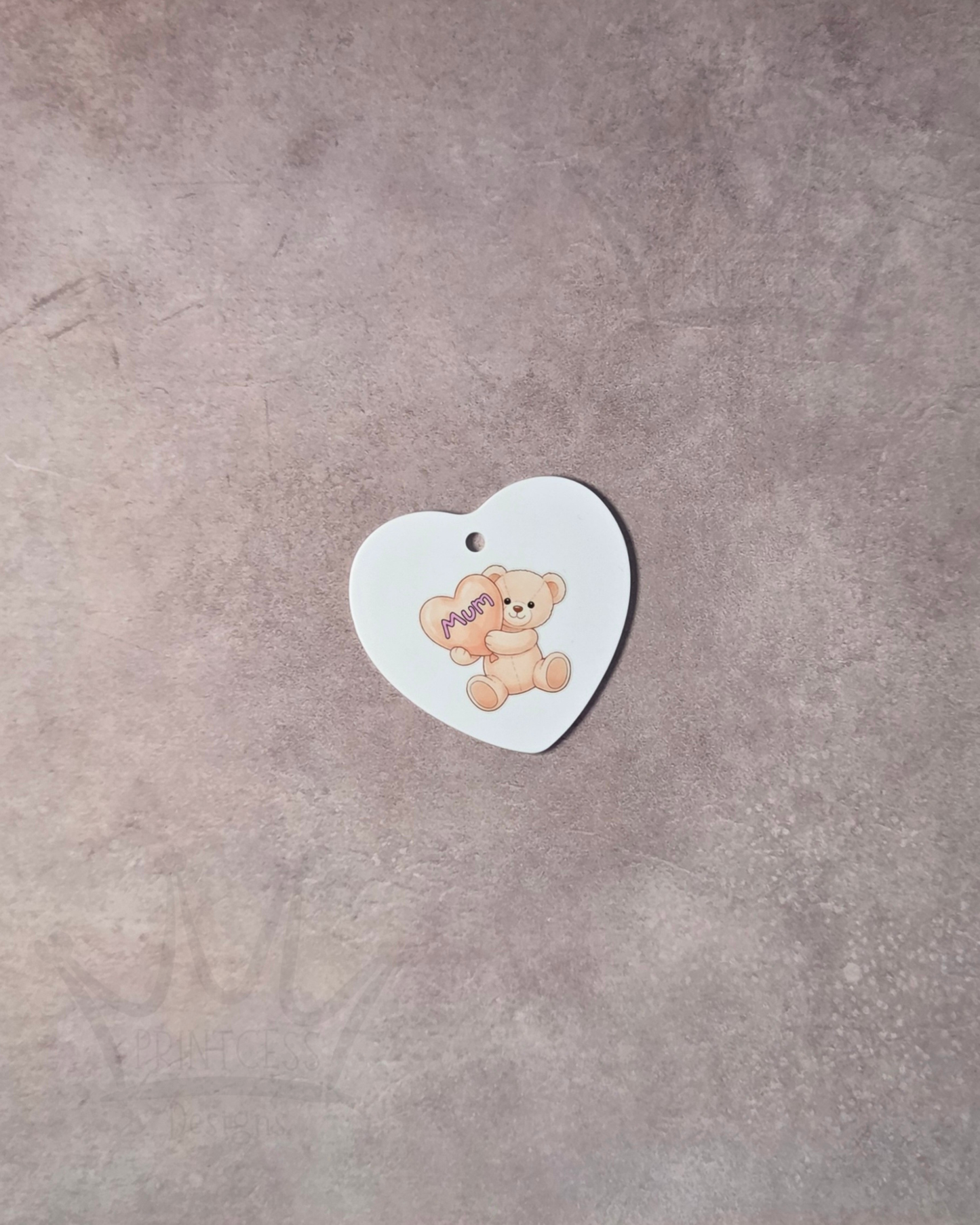 'Mum' White Heart Decoration