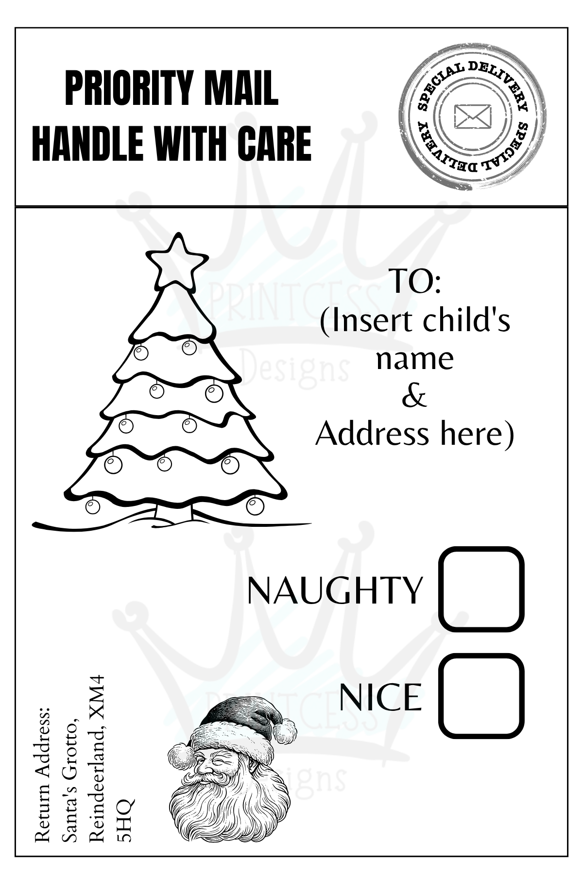 Santa's Postage Label - Tree