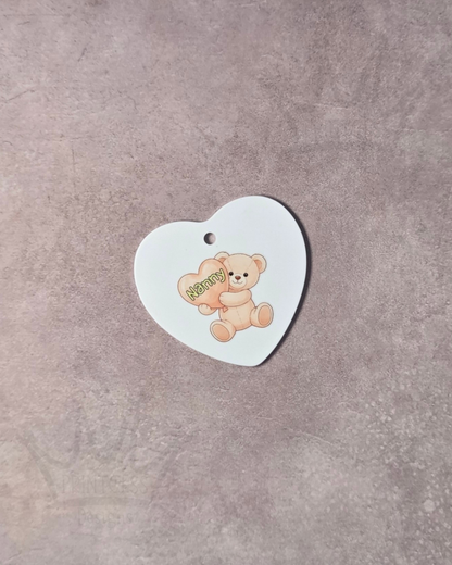 'Nanny' White Heart Decoration