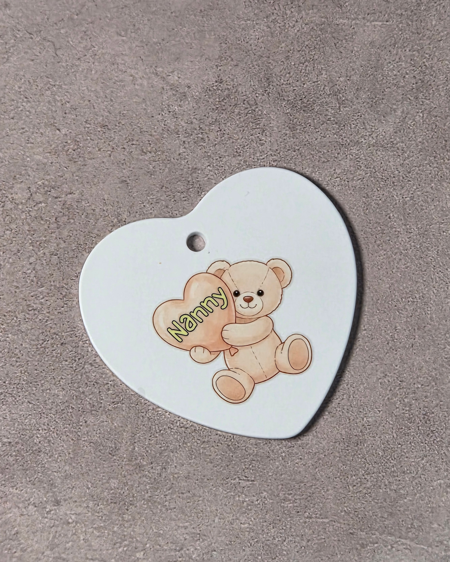 'Nanny' White Heart Decoration