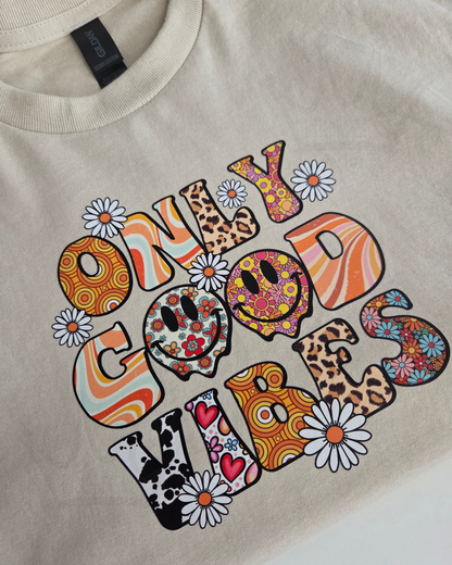 'Only Good Vibes' - Medium Adult Tee (sand)