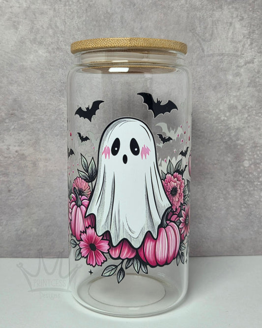 'Pink Pumpkin Ghost' 16oz Libby Cup