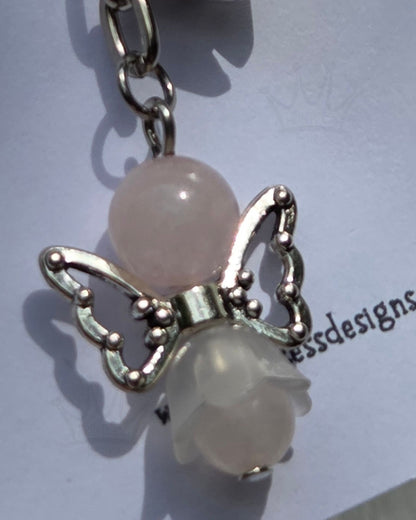 Rose Quartz Angel Keyring