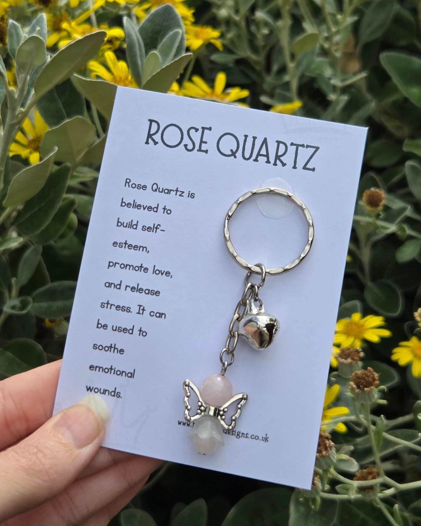 Rose Quartz Angel Keyring