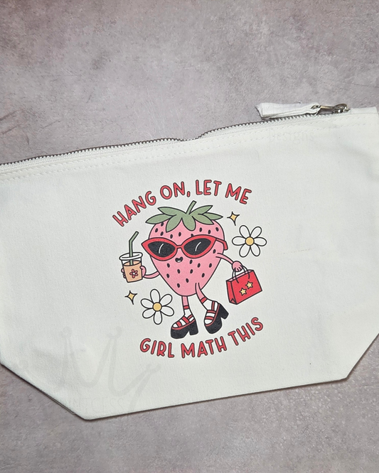 'Strawberry Girl Math' - Medium Canvas Pouch