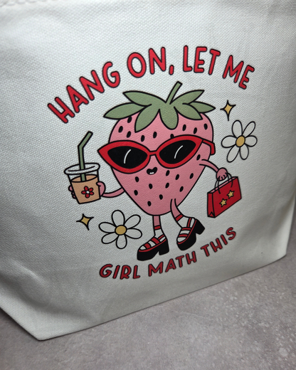'Strawberry Girl Math' - Medium Canvas Pouch
