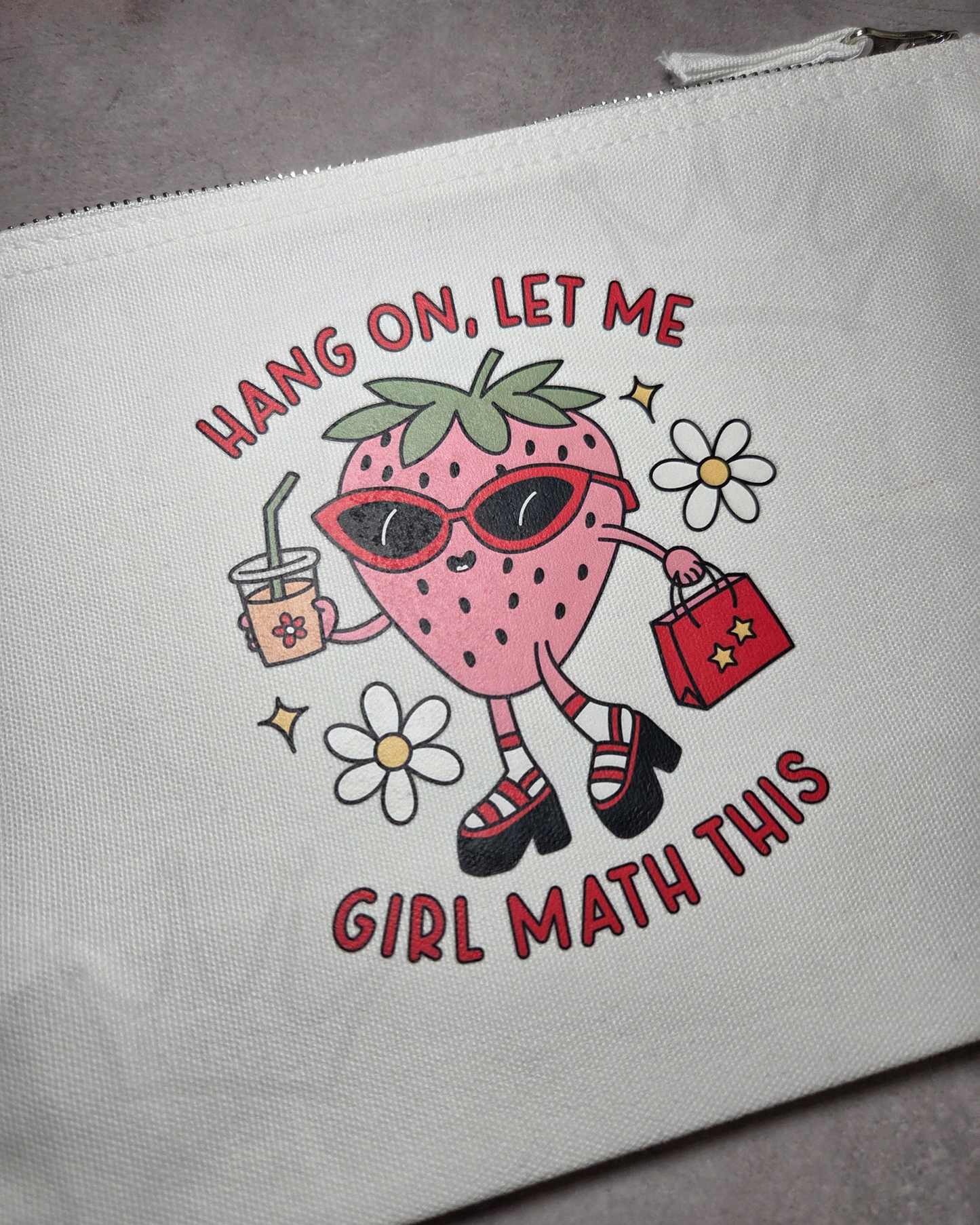 'Strawberry Girl Math' - Medium Canvas Pouch