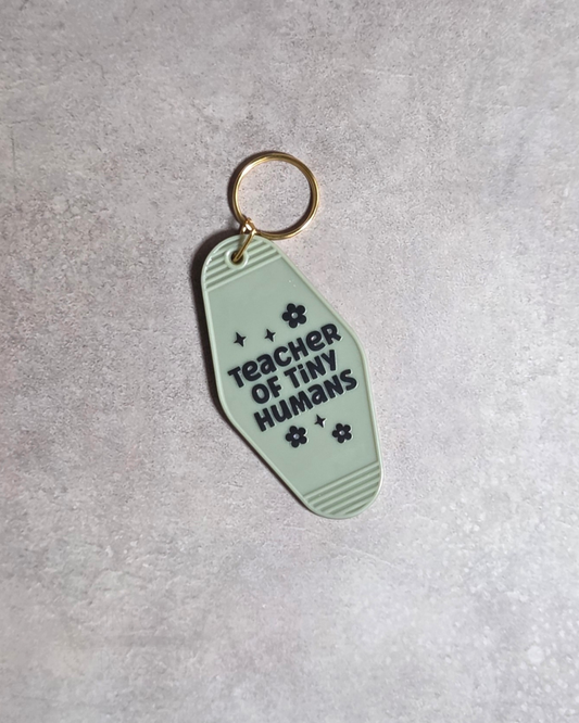 'Teacher of Tiny Humans' Keyring (khaki)