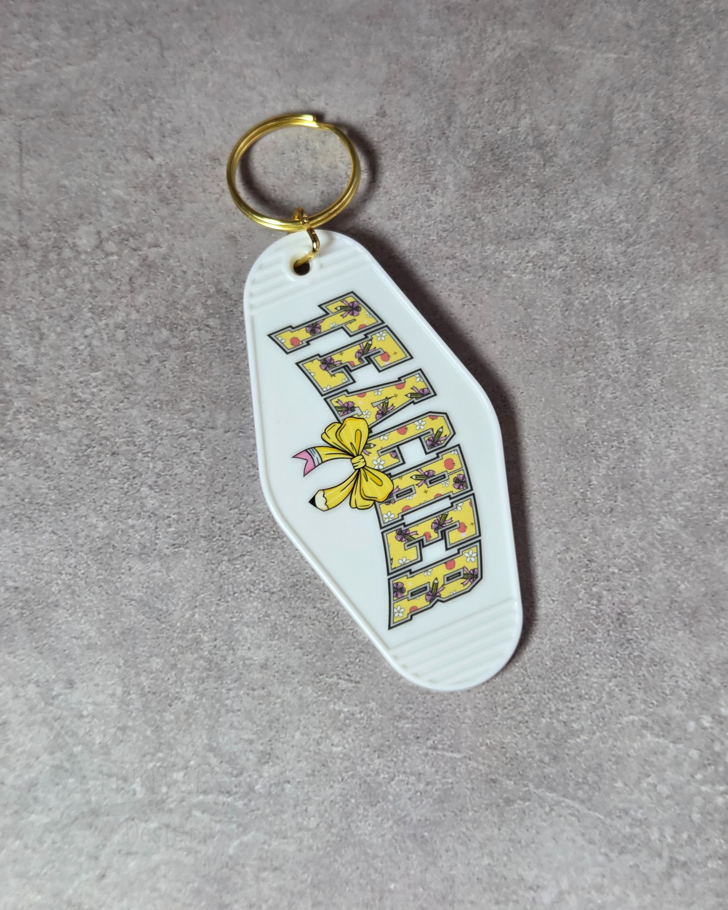 'Teacher' Keyring (white)